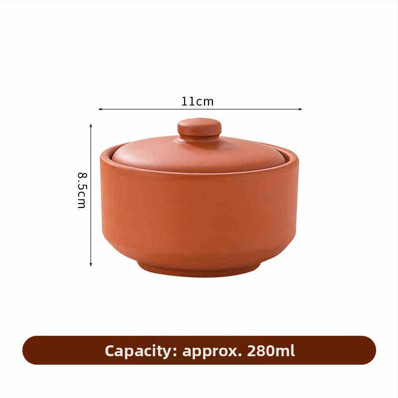 Pára pohár z purpurovej pieskovej hliny s viečkom, pre vtáčie hniezdo – retro keramika pre zdravie