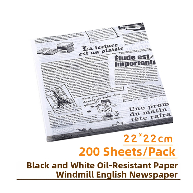 Pečiaci papier s retro vzorom anglického novinového vzoru, olejom odolný, vysokoteplotný, so silikónovým povlakom, 40 g/m²