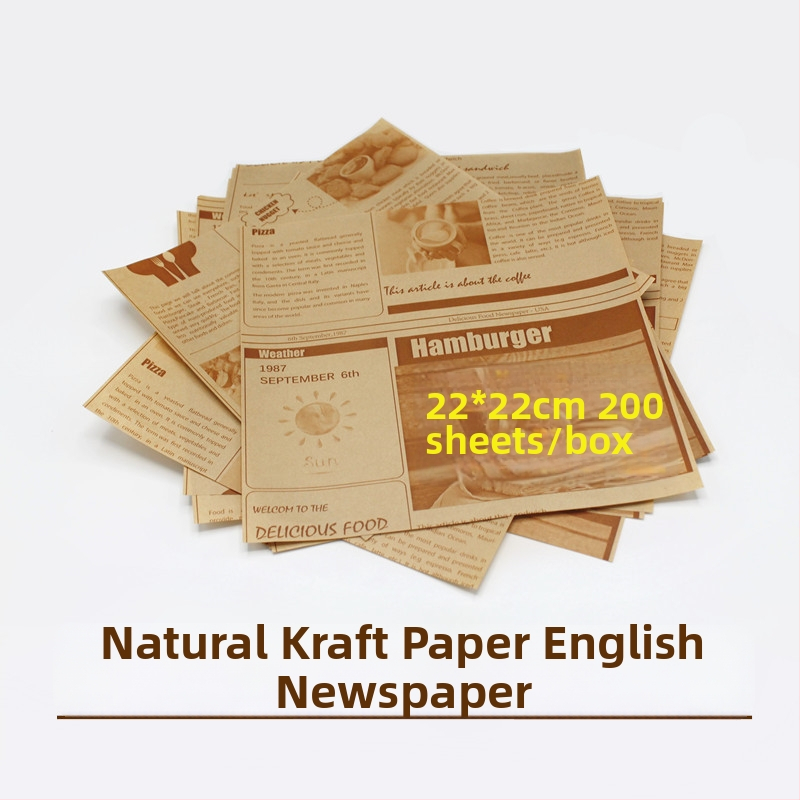 Pečiaci papier s retro vzorom anglického novinového vzoru, olejom odolný, vysokoteplotný, so silikónovým povlakom, 40 g/m²