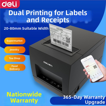 Deli DL-886BS tlačiareň čiarových kódov pre termálne štítky a QR kódy