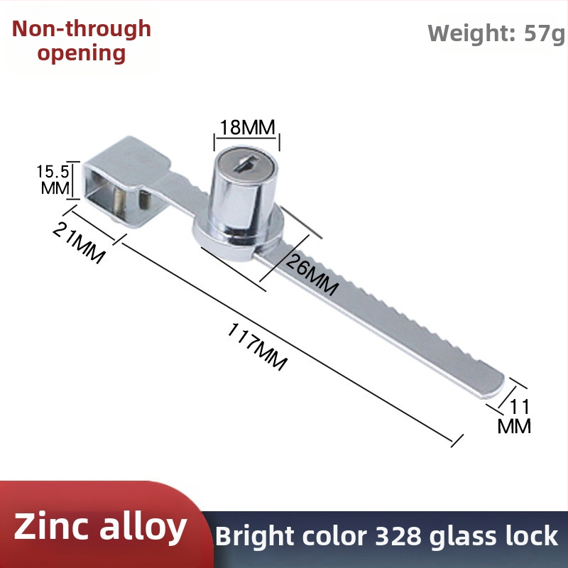 Bezvŕtový zámok na sklenenú skriňu 328/318, zámok pre sklenenú vitrínu a dvere, zubový zámok pre sklenené dvere