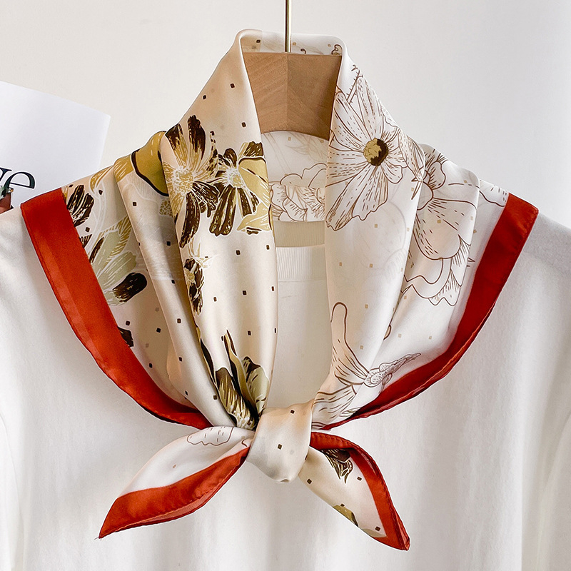 Lagani šal od imitacije svile s pastoralnim cvjetnim uzorkom, kvadratni 70×70 cm, za žene i muškarce, moderan i svestran