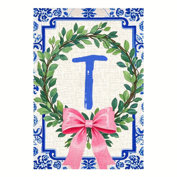 Zástava s iniciálami priezviska v čínskom štýle, mašľový uzol – vonkajšia dekorácia dvora, 30×45 cm, polyester