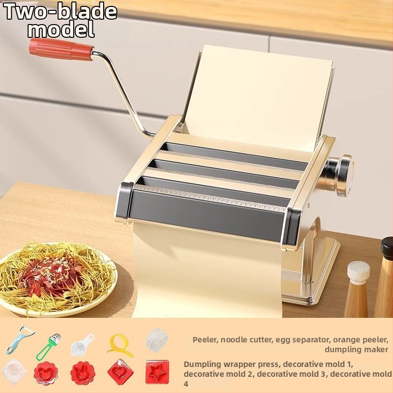 Domáca ručná mašina na rezance, kompaktný viacúčelový valček na cesto s nastaviteľnými stupňami, stroj na pláty na knedle a wonton.