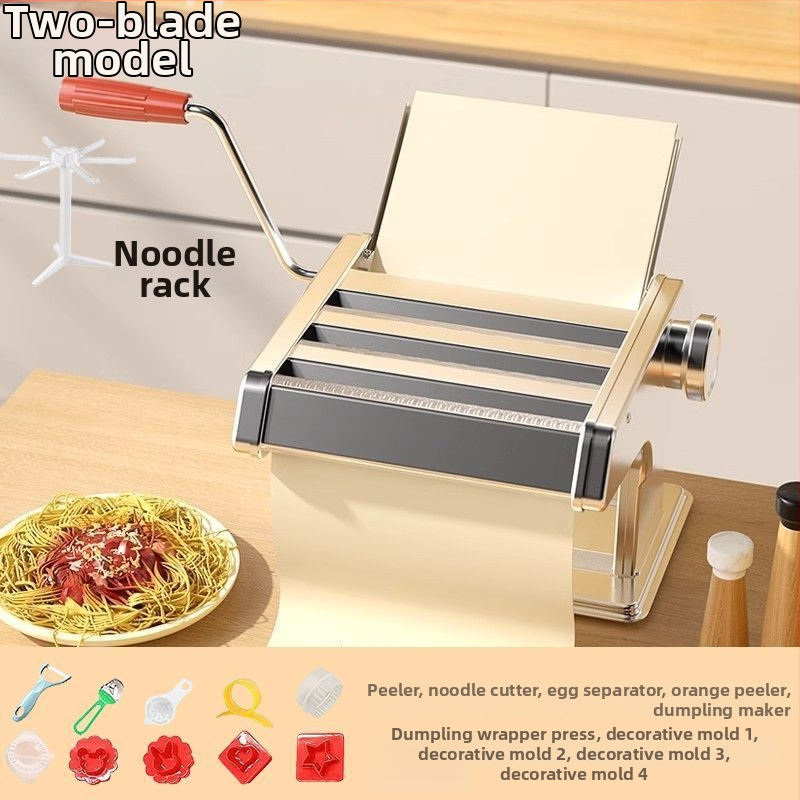 Domáca ručná mašina na rezance, kompaktný viacúčelový valček na cesto s nastaviteľnými stupňami, stroj na pláty na knedle a wonton.
