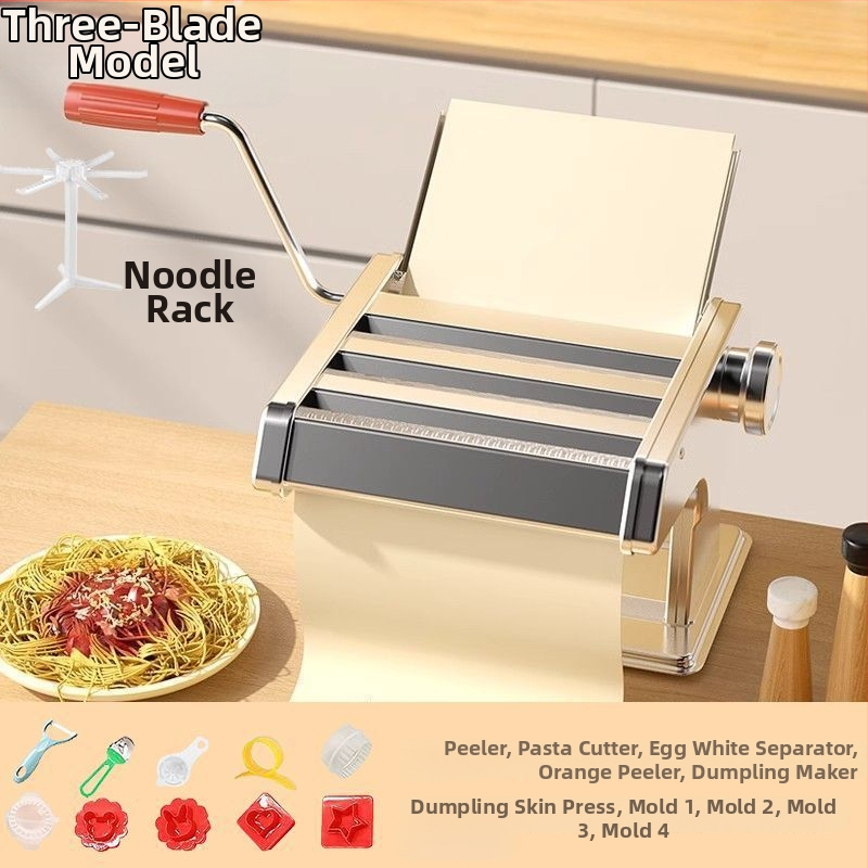 Domáca ručná mašina na rezance, kompaktný viacúčelový valček na cesto s nastaviteľnými stupňami, stroj na pláty na knedle a wonton.