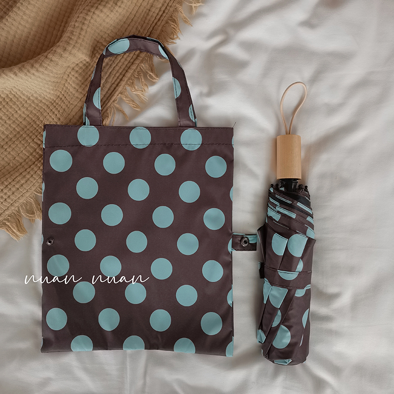 Ženski kišobran s dugom drškom, retro stil s velikim točkama na polka, prav štap, ojačan, otporan na vjetar, dvostruka upotreba za sunce i kišu, UV zaštita, automatsko sjenilo