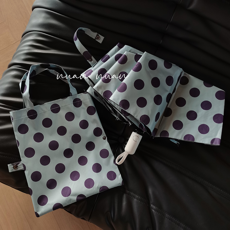 Ženski kišobran s dugom drškom, retro stil s velikim točkama na polka, prav štap, ojačan, otporan na vjetar, dvostruka upotreba za sunce i kišu, UV zaštita, automatsko sjenilo