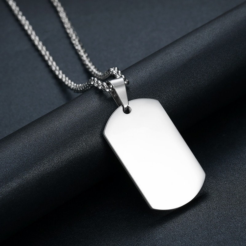 Muški lančić od sjajne titan čelične s privjeskom dog tagom, graviranje, unisex