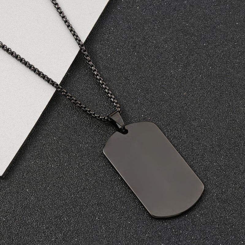 Muški lančić od sjajne titan čelične s privjeskom dog tagom, graviranje, unisex