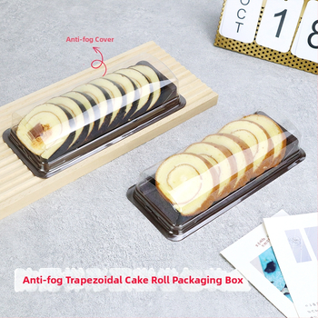 Trapezoidálna krabica na balenie koláčových rolov pre dlhé Swiss rolky, rolky s tigrom vzorom, sushi rolky, nakrájané plátky, priehľadná plastová krabička na pečivo