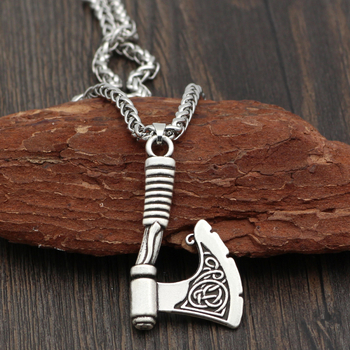 Muški lanac od legure s tomahawk oblikom, privjesak, kožni konopac, geometrijski retro amulet