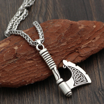 Muški lanac od legure s tomahawk oblikom, privjesak, kožni konopac, geometrijski retro amulet