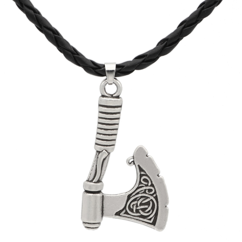 Muški lanac od legure s tomahawk oblikom, privjesak, kožni konopac, geometrijski retro amulet