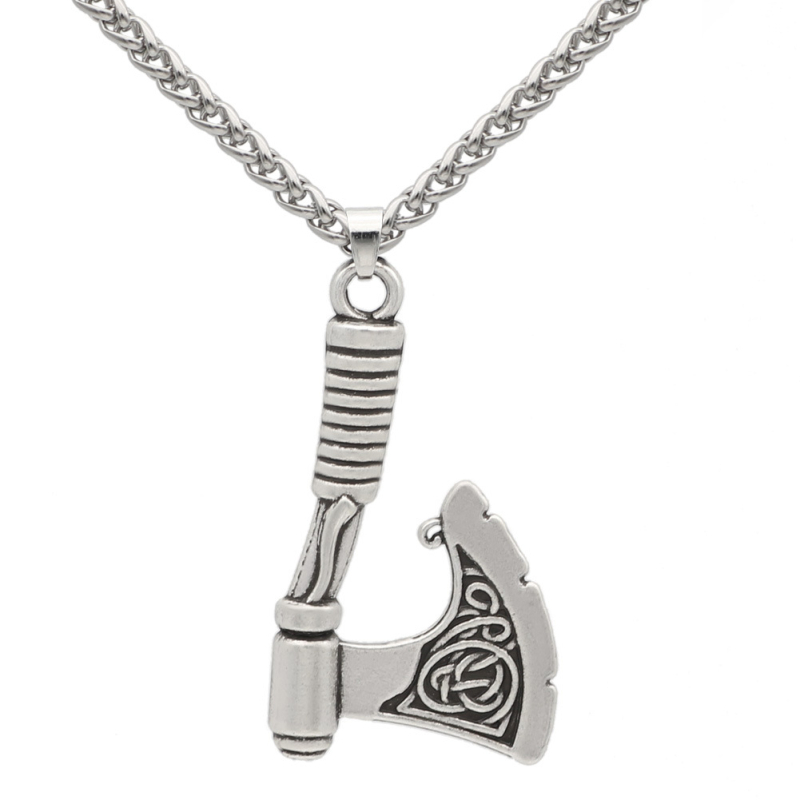Muški lanac od legure s tomahawk oblikom, privjesak, kožni konopac, geometrijski retro amulet