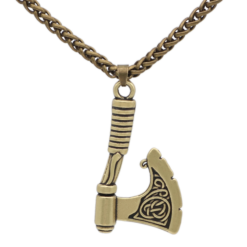 Muški lanac od legure s tomahawk oblikom, privjesak, kožni konopac, geometrijski retro amulet