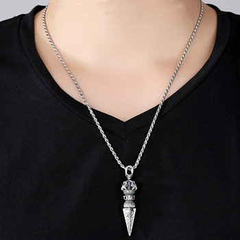 S925 sterling srebrni Vajra privjesak za ogrlicu, retro stil, muški modni dodatak