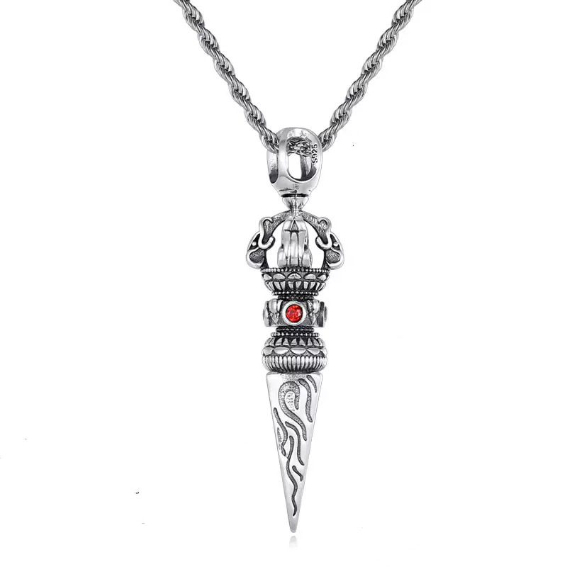 S925 sterling srebrni Vajra privjesak za ogrlicu, retro stil, muški modni dodatak