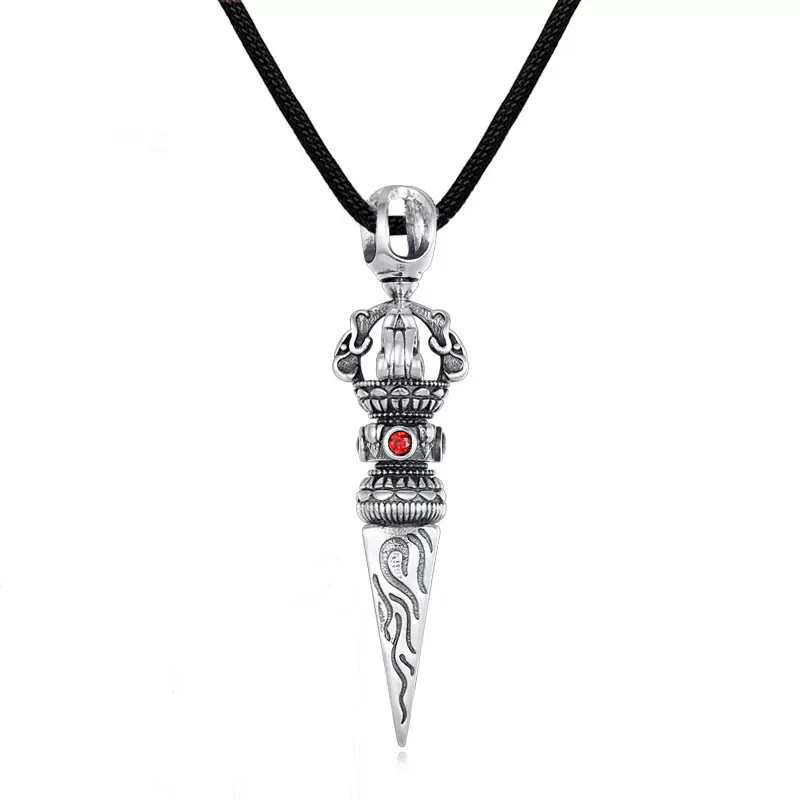 S925 sterling srebrni Vajra privjesak za ogrlicu, retro stil, muški modni dodatak