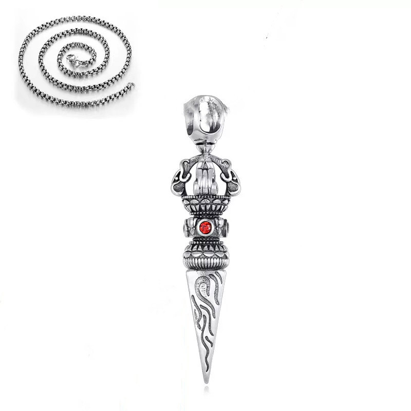 S925 sterling srebrni Vajra privjesak za ogrlicu, retro stil, muški modni dodatak