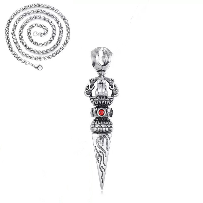 S925 sterling srebrni Vajra privjesak za ogrlicu, retro stil, muški modni dodatak