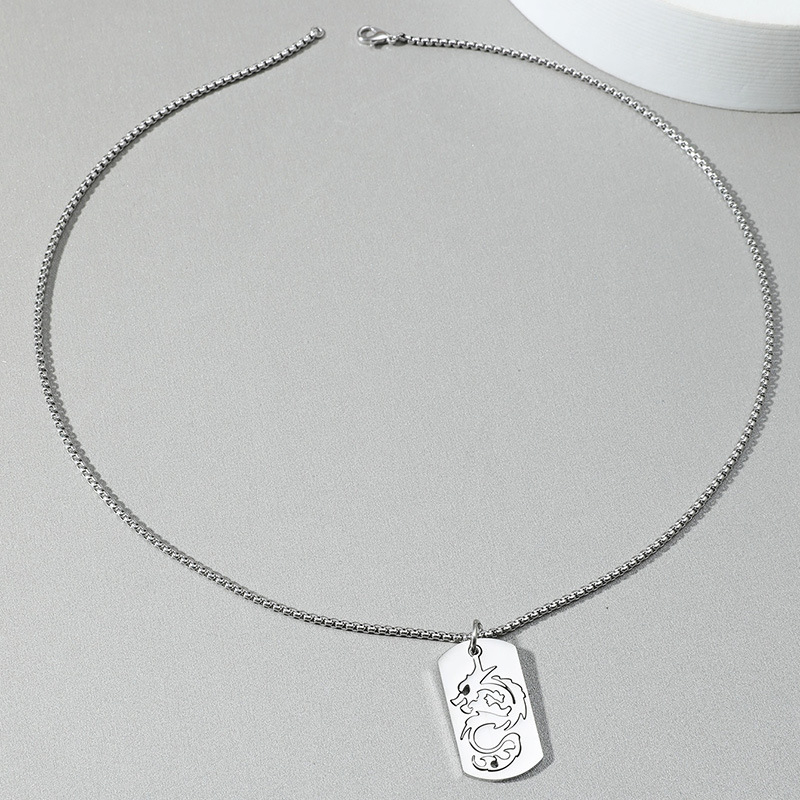 Personalizirani muški lanac s drakom od titan čelika, otvoreni zmajev privjesak, retro stil