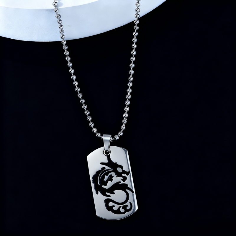 Personalizirani muški lanac s drakom od titan čelika, otvoreni zmajev privjesak, retro stil
