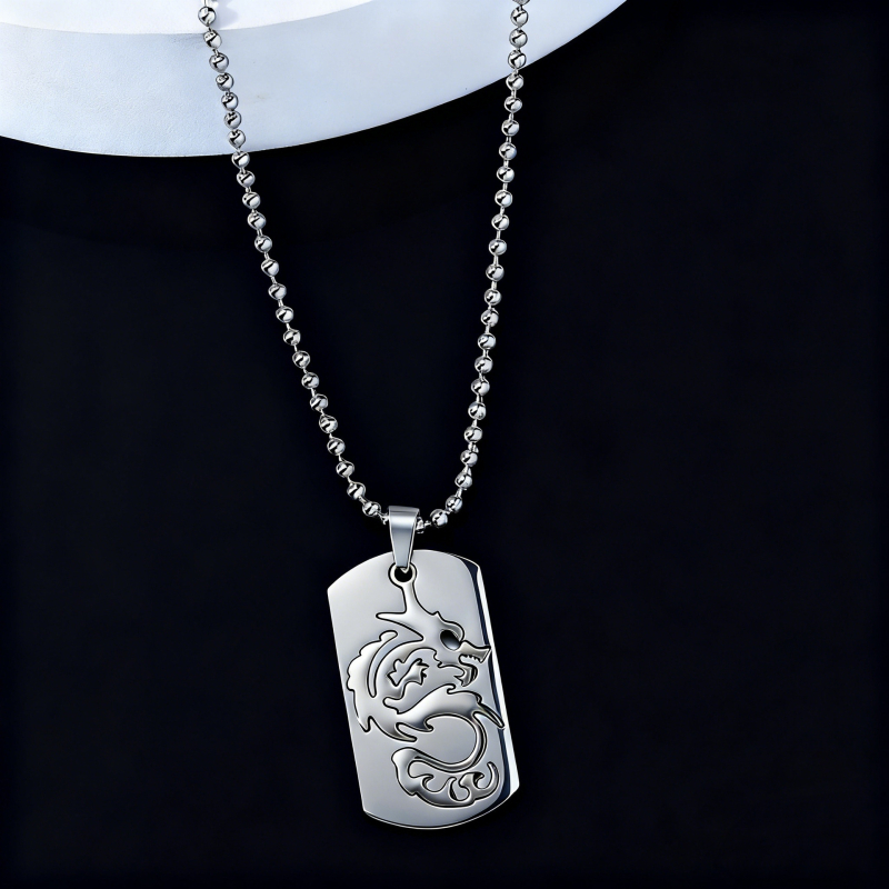 Personalizirani muški lanac s drakom od titan čelika, otvoreni zmajev privjesak, retro stil