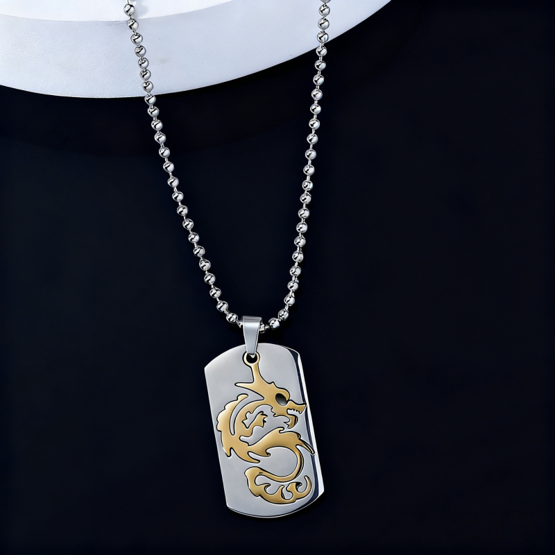 Personalizirani muški lanac s drakom od titan čelika, otvoreni zmajev privjesak, retro stil