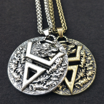 Ogrlica s Velesovim simbolom od cinkove legure, slavenski amulet s medvjeđim likom – vintage muški nakit