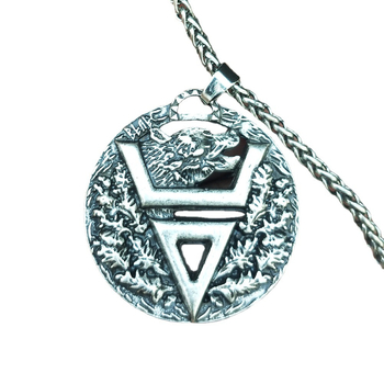 Ogrlica s Velesovim simbolom od cinkove legure, slavenski amulet s medvjeđim likom – vintage muški nakit