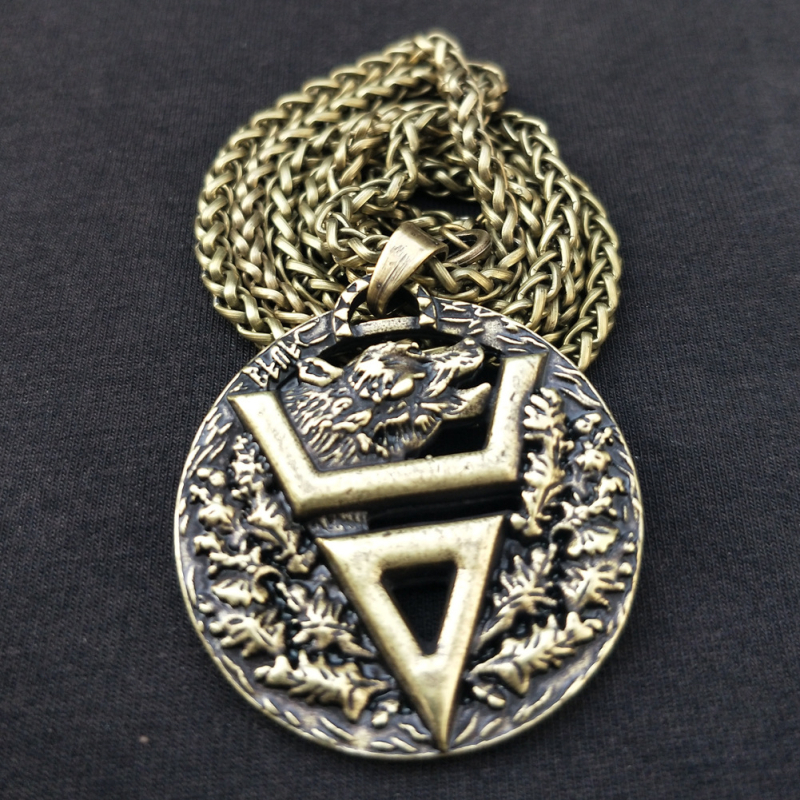 Ogrlica s Velesovim simbolom od cinkove legure, slavenski amulet s medvjeđim likom – vintage muški nakit