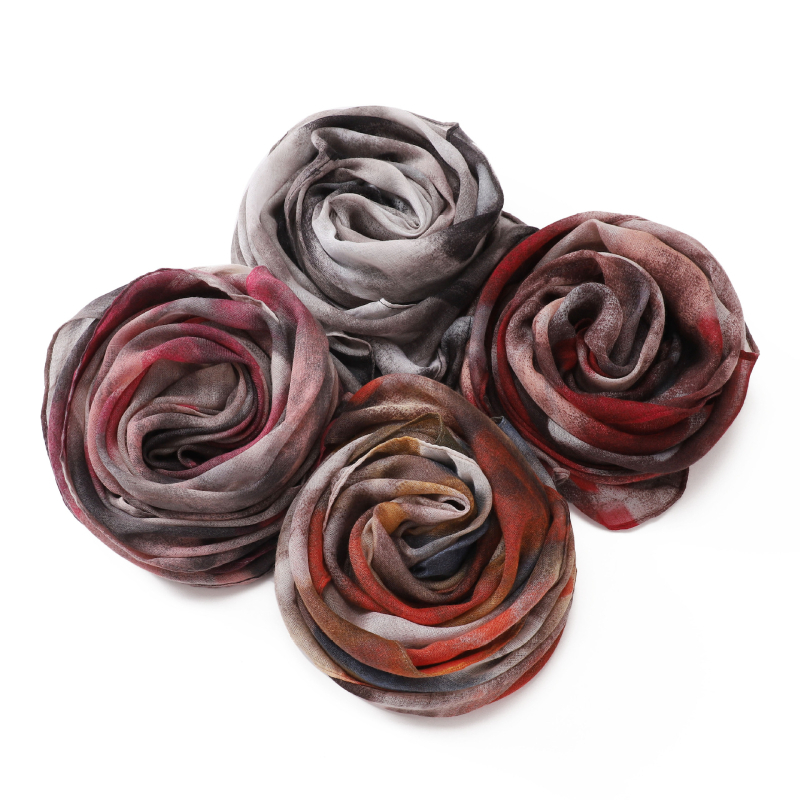 Kvadratni šal od Bali niti s tie-dye uzorkom, višebojan, lagan, zaštita od sunca