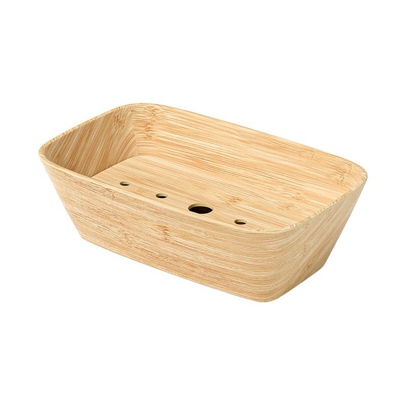 Melamínový tanier s imitáciou dreva pre horúci hrniec a sukiyaki, otáčavý, obdĺžnikový, 12–12,9 cm