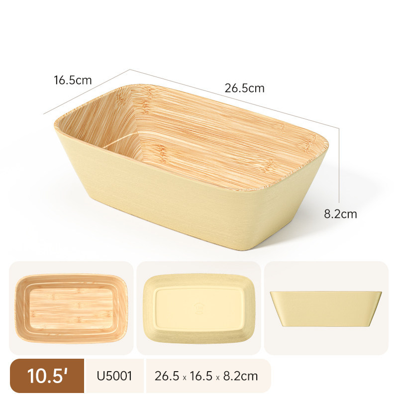 Melamínový tanier s imitáciou dreva pre horúci hrniec a sukiyaki, otáčavý, obdĺžnikový, 12–12,9 cm
