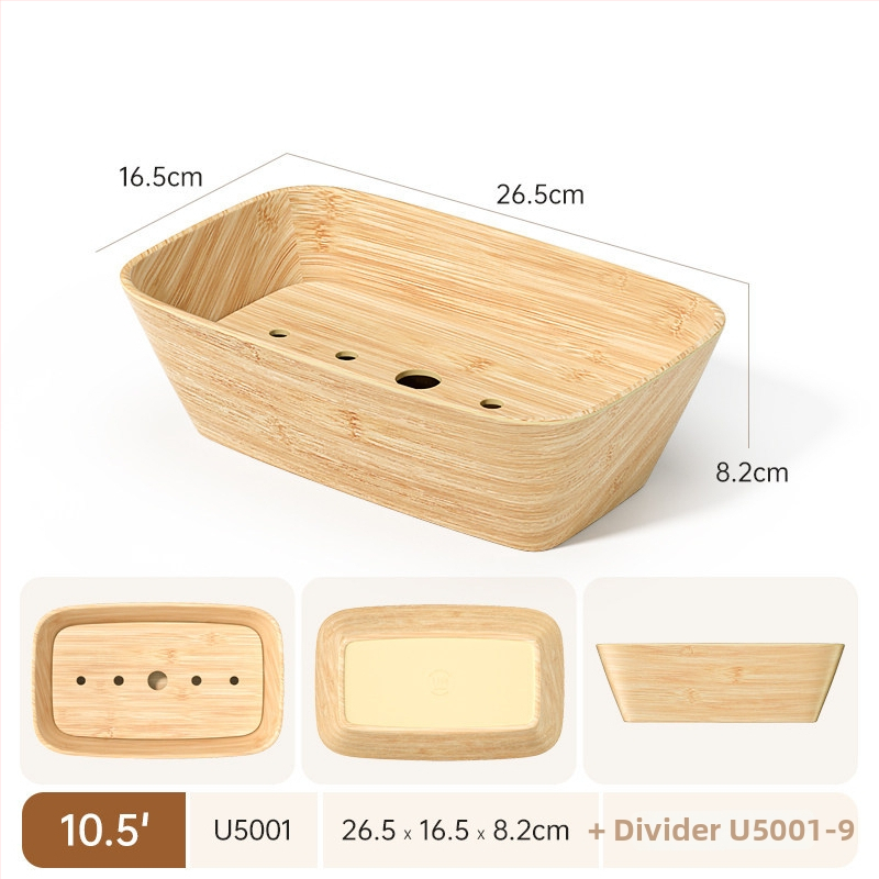 Melamínový tanier s imitáciou dreva pre horúci hrniec a sukiyaki, otáčavý, obdĺžnikový, 12–12,9 cm
