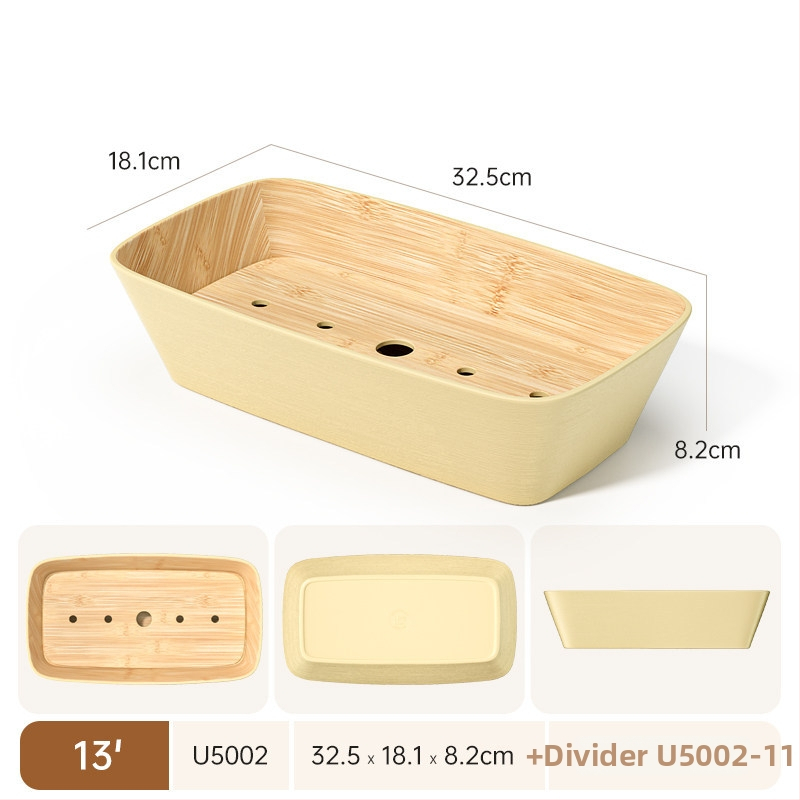 Melamínový tanier s imitáciou dreva pre horúci hrniec a sukiyaki, otáčavý, obdĺžnikový, 12–12,9 cm