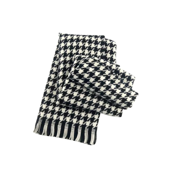 Női sál houndstooth mintával, 2025 koreai stílusú, szövött sál, meleg és vastag téli viselet, poliészter