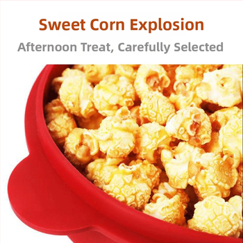 Silikónový kôš na popcorn do mikrovlnky s držiakom, skladacia misa s vekom