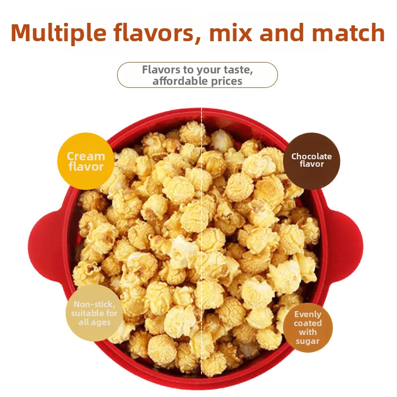 Silikónový kôš na popcorn do mikrovlnky s držiakom, skladacia misa s vekom