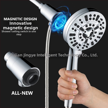 JINGYE Aquamagnex9 Sprchový set s magnetickým držiakom, ručná filtrácia a tlakovú sprchu, kruhová chrómovaná sprchová hlavica, ABS