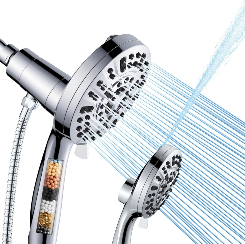 JINGYE Aquamagnex9 Sprchový set s magnetickým držiakom, ručná filtrácia a tlakovú sprchu, kruhová chrómovaná sprchová hlavica, ABS
