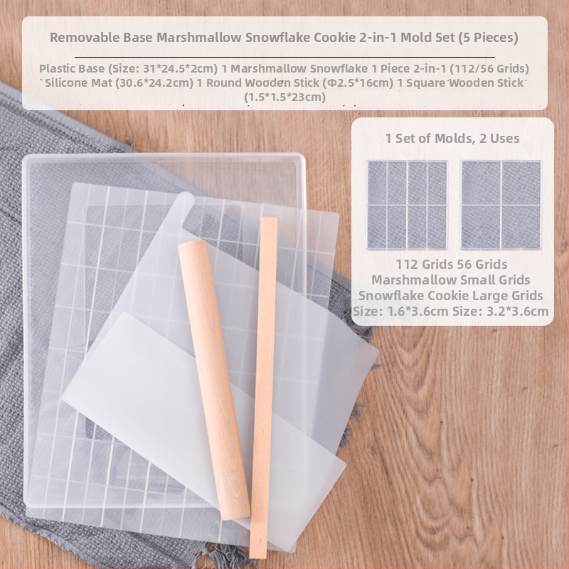 Forma na nugát so snovou vločkou, nelepivý povrch, 112 priehradiek, odnímateľné dno, 5-dielna DIY sada