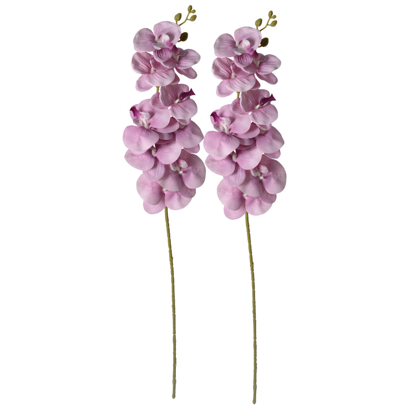 Kytica umelej orchide Phalaenopsis s deväť hlavičkami, luxusná dekorácia do domova, hotela a svadby, rekvizity pre fotografovanie