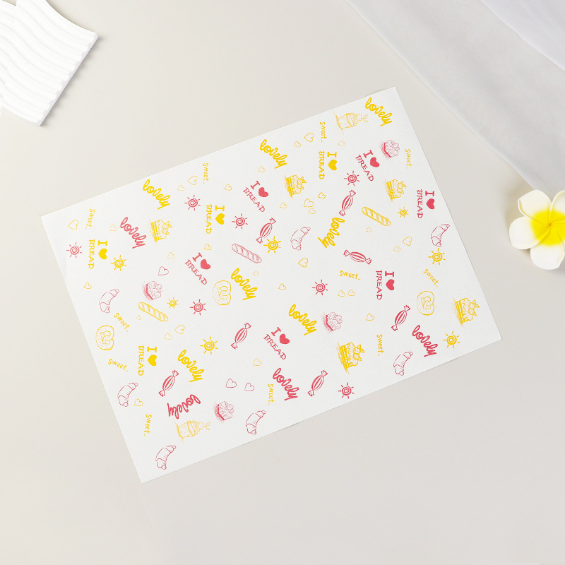 Hrubý papier na pečenie s olejovo odolným povrchom pre sendviče a hamburgery, obalový papier, olejový absorpčný papier a jednorazové podložky pod torty