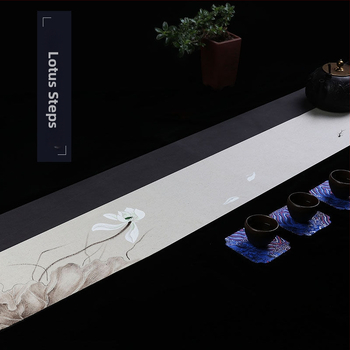 Nepremokavý retro behúň na stôl so zen motivom, ručne maľovaný ľanovo-bavlnený materiál pre čajový stôl v čínskom štýle