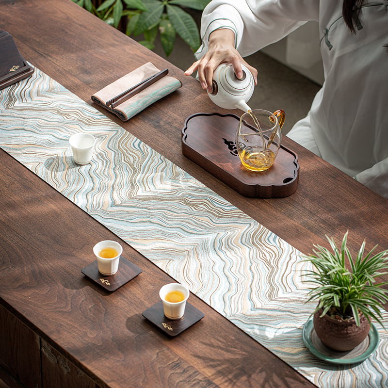 Behúň na stôl z Yunjin brokátu, jacquard, nový čínsky štýl, veľký rozmer, japonský Zen dekor pre čajovú miestnosť