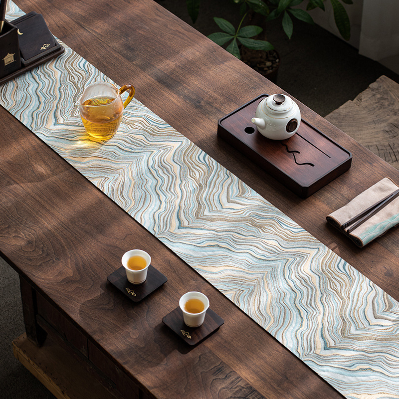 Behúň na stôl z Yunjin brokátu, jacquard, nový čínsky štýl, veľký rozmer, japonský Zen dekor pre čajovú miestnosť