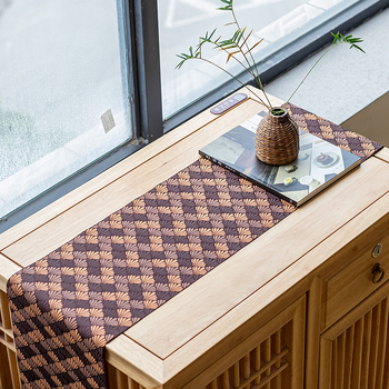 Japonský štýl tkaná brokátová čajová podložka na stôl, Zen-inšpirovaný textil