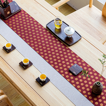 Japonský štýl tkaná brokátová čajová podložka na stôl, Zen-inšpirovaný textil